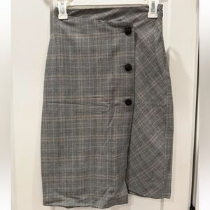Babaton Aritzia Gray Plaid Wrap Skirt